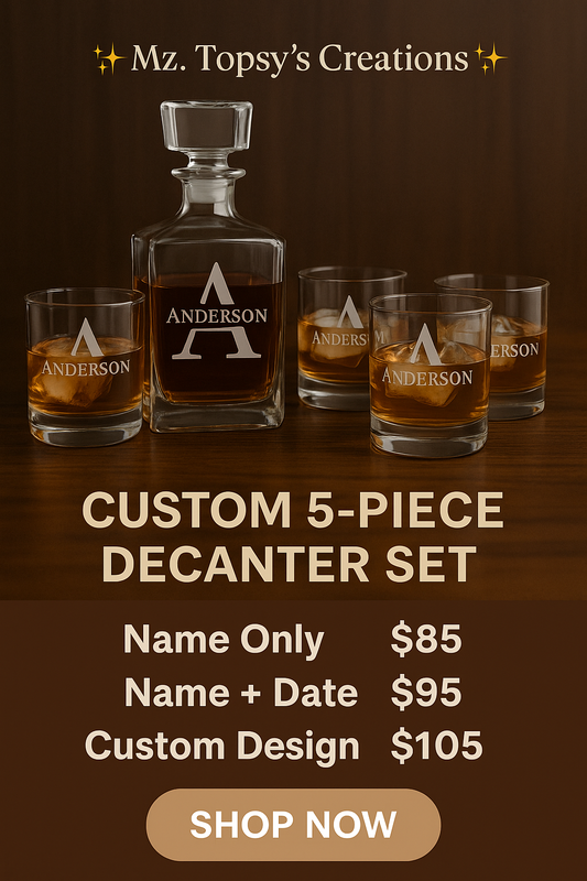 Custom 5 Piece Decanter Set