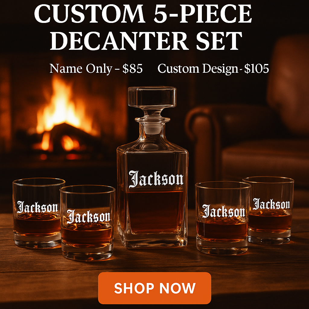 Custom 5 Piece Decanter Set