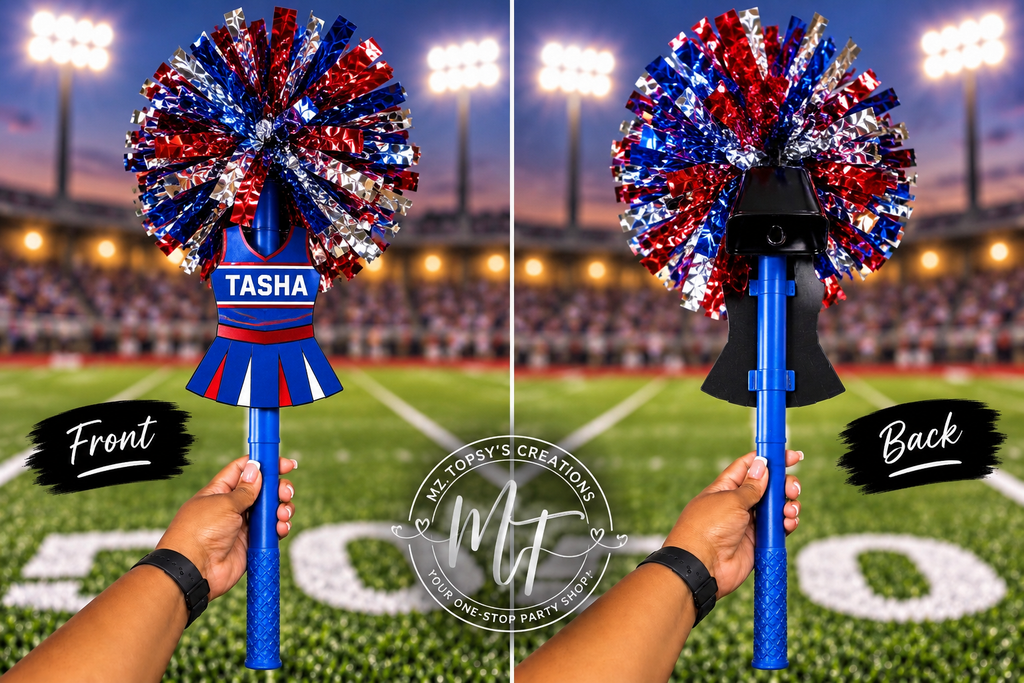 Personalized Cheer Uniform Spirit Stick with Cowbell
