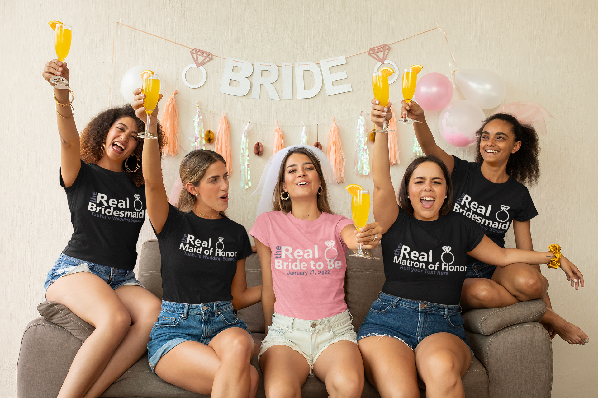 The Real Bride to Be, The Real Bridesmaid, The Real Maid of Honor and The Real Matron of Honor SVG PNG Instant Download with Mockup